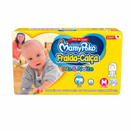 Fralda Calca Infantil MamyPoko Dia & Noite M 34 Unidades