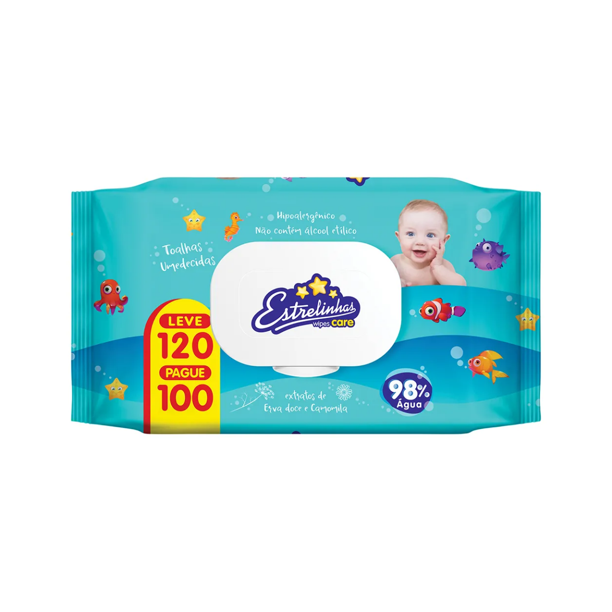 Toalha Umedecida Estrelinha Wipes Care L120P 100 Unidades