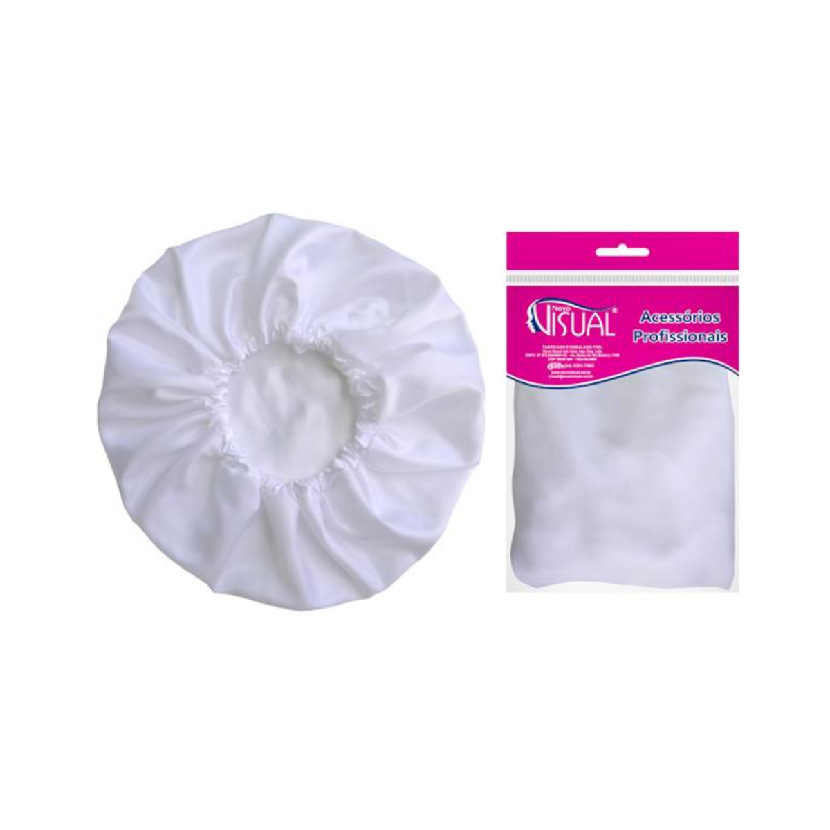 Touca De Cetim Anti Frizz Branca Novo Visual 1 Unidade