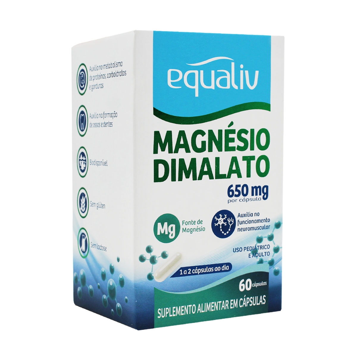 Magnesio Dimalato 650g 60 Capsulas Equaliv