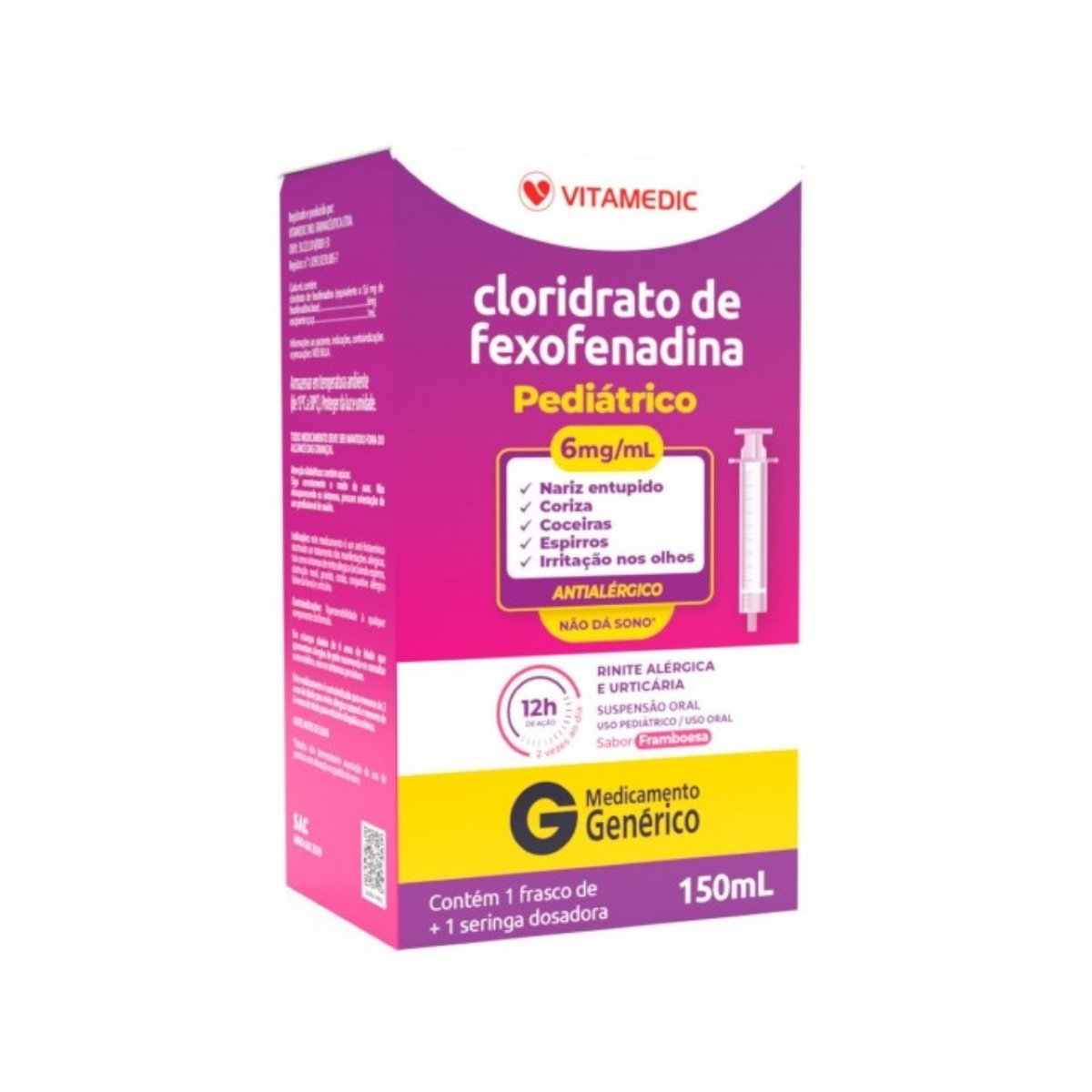 Cloridrato De Fexofenadina Vitamedic 6mg/mL 150ml