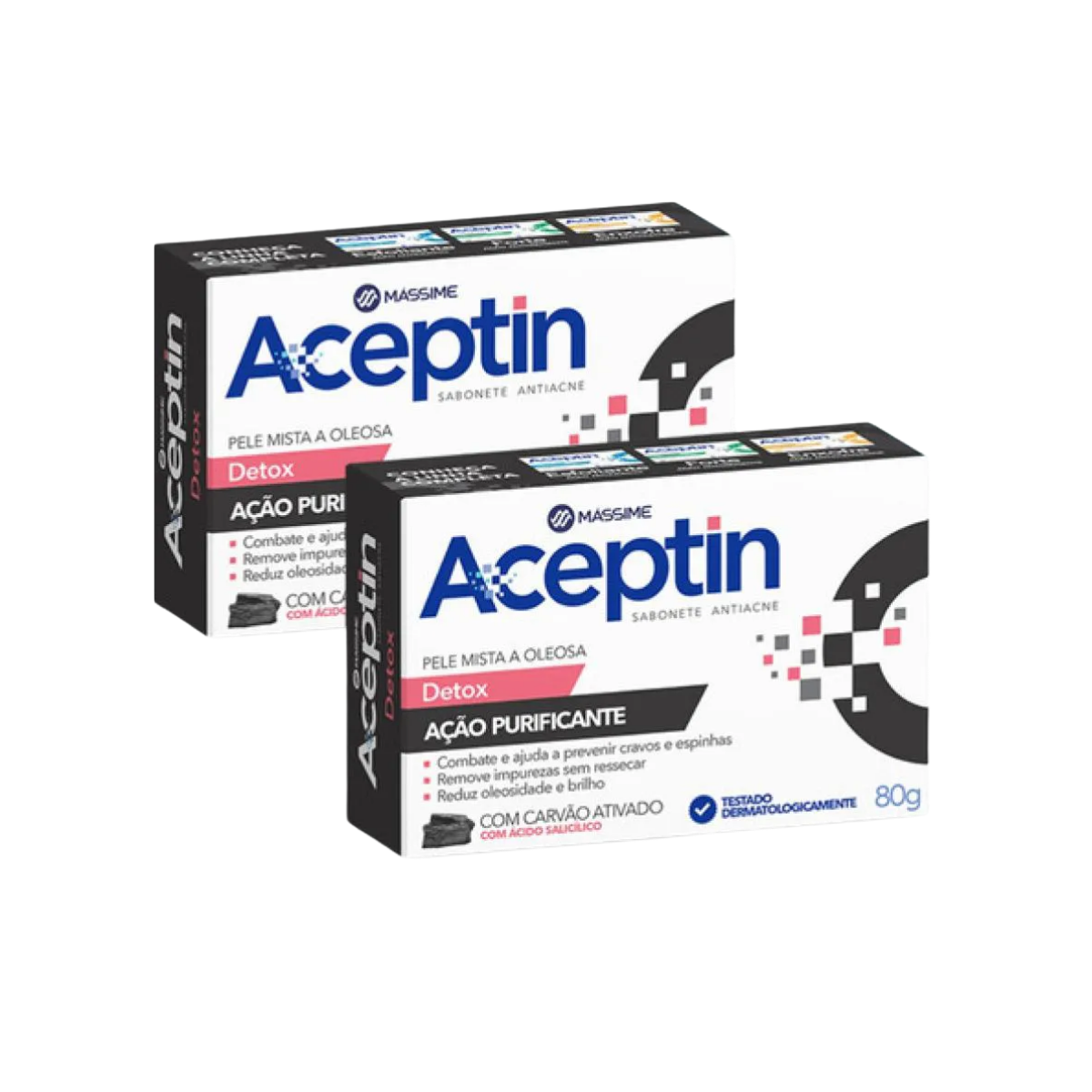 Sabonete Em Barra Detox Antiacne Aceptin Massime 80g 2 Unidades