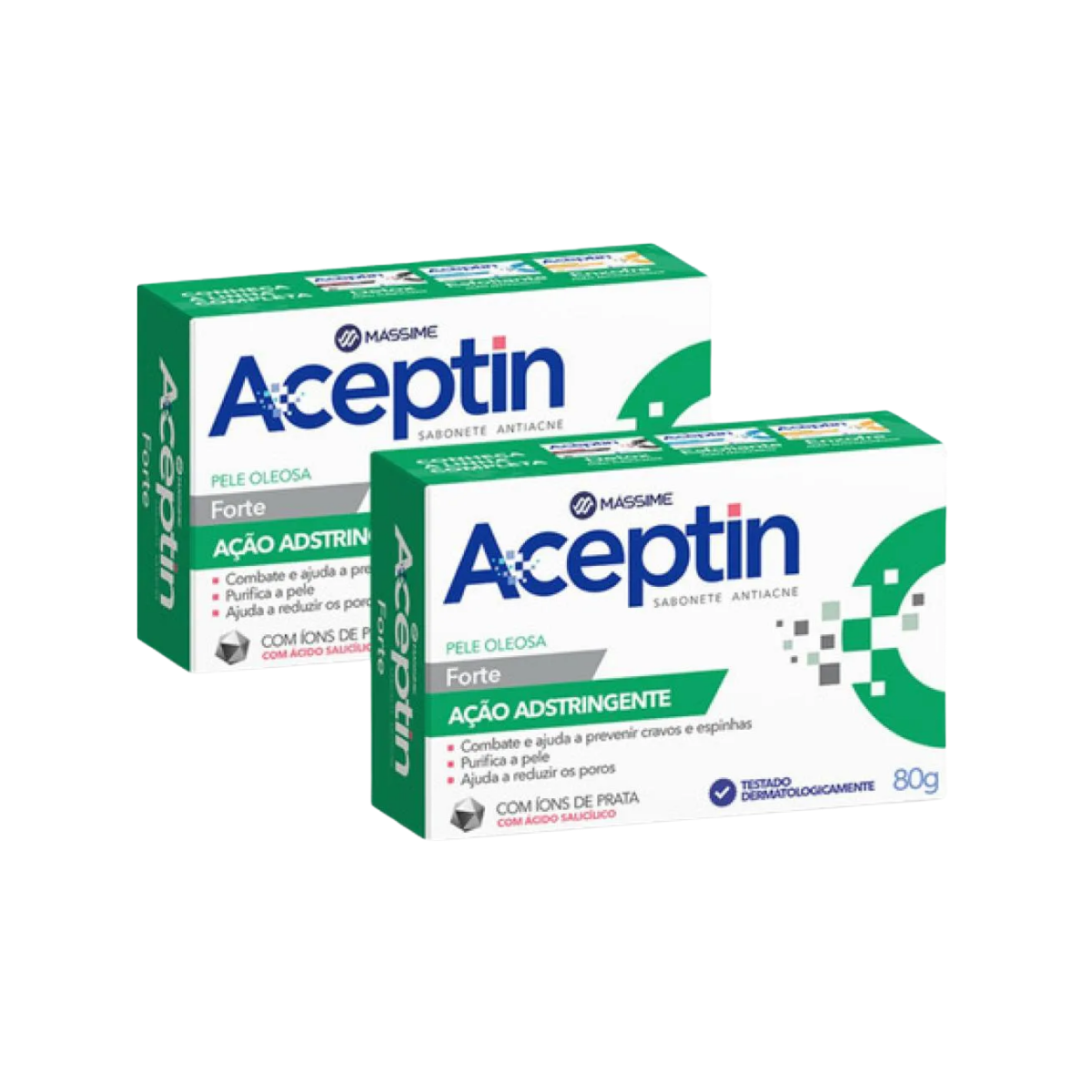 Sabonete Em Barra Ação Adstringente Aceptin Massime 80g 2 Unidades