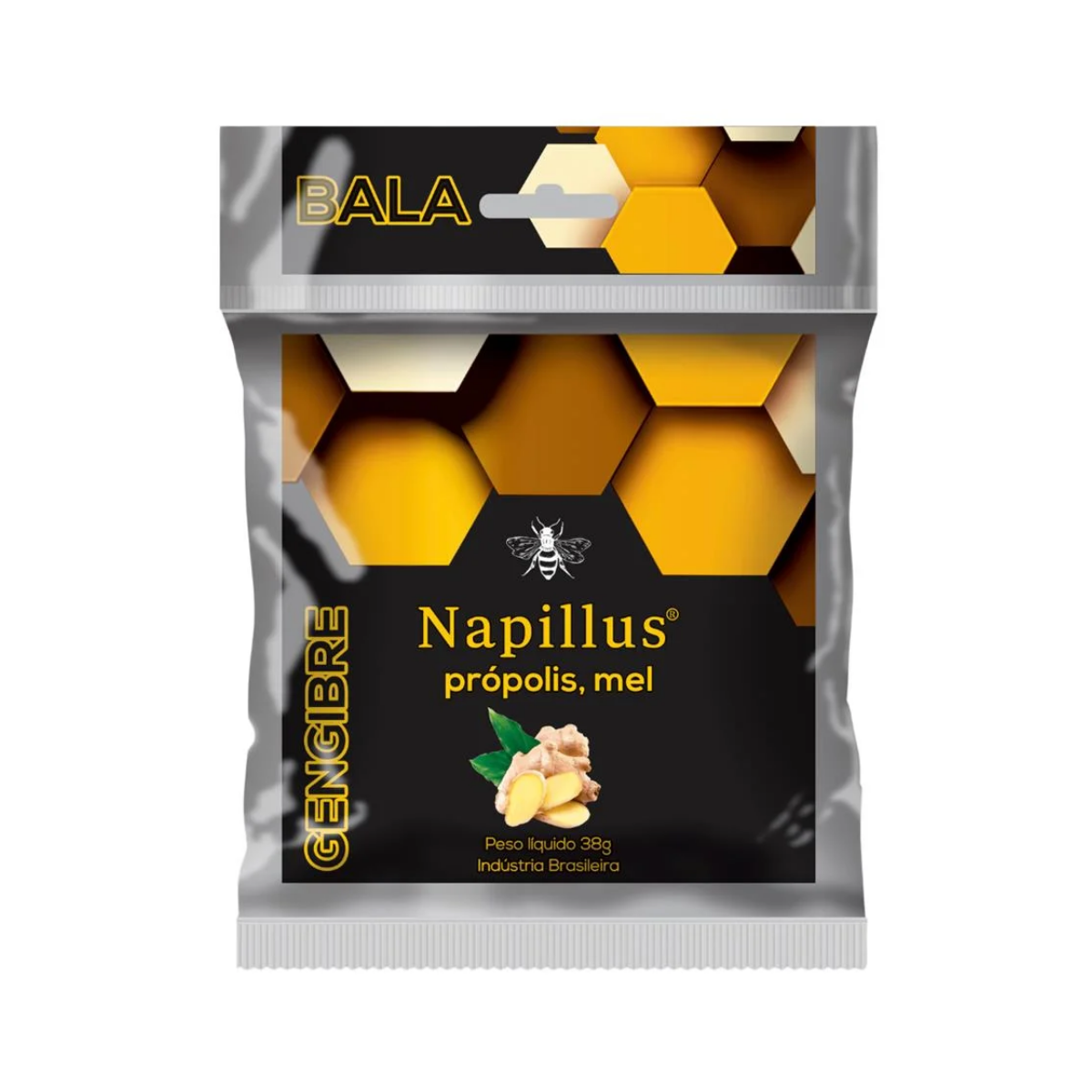 Bala de Gengibre, Mel e Própolis Napillus 38g