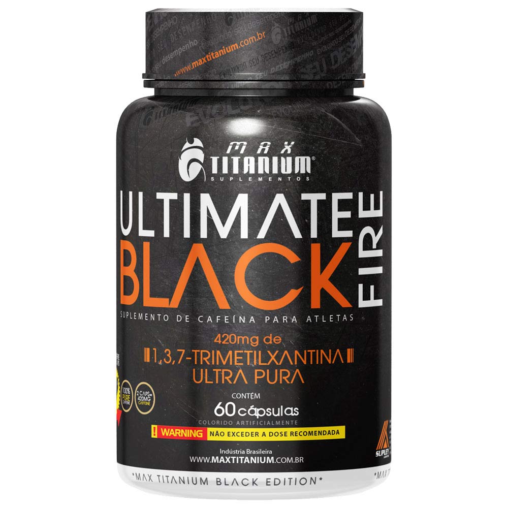 Cafeina 100% Pura Fire Black Max Titanium 60 Capsulas