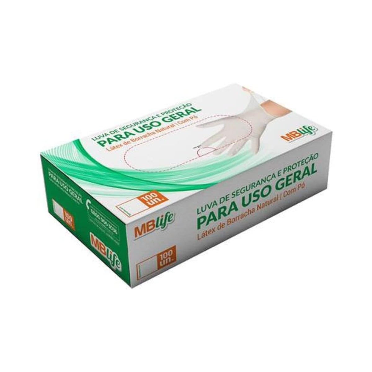 Luva Latex Com Po Mblife 100 Unidades