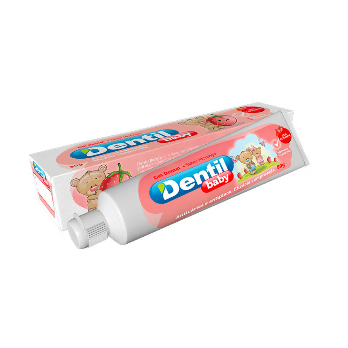 Gel Dental Dentil Baby morango, sem fluor com 50g