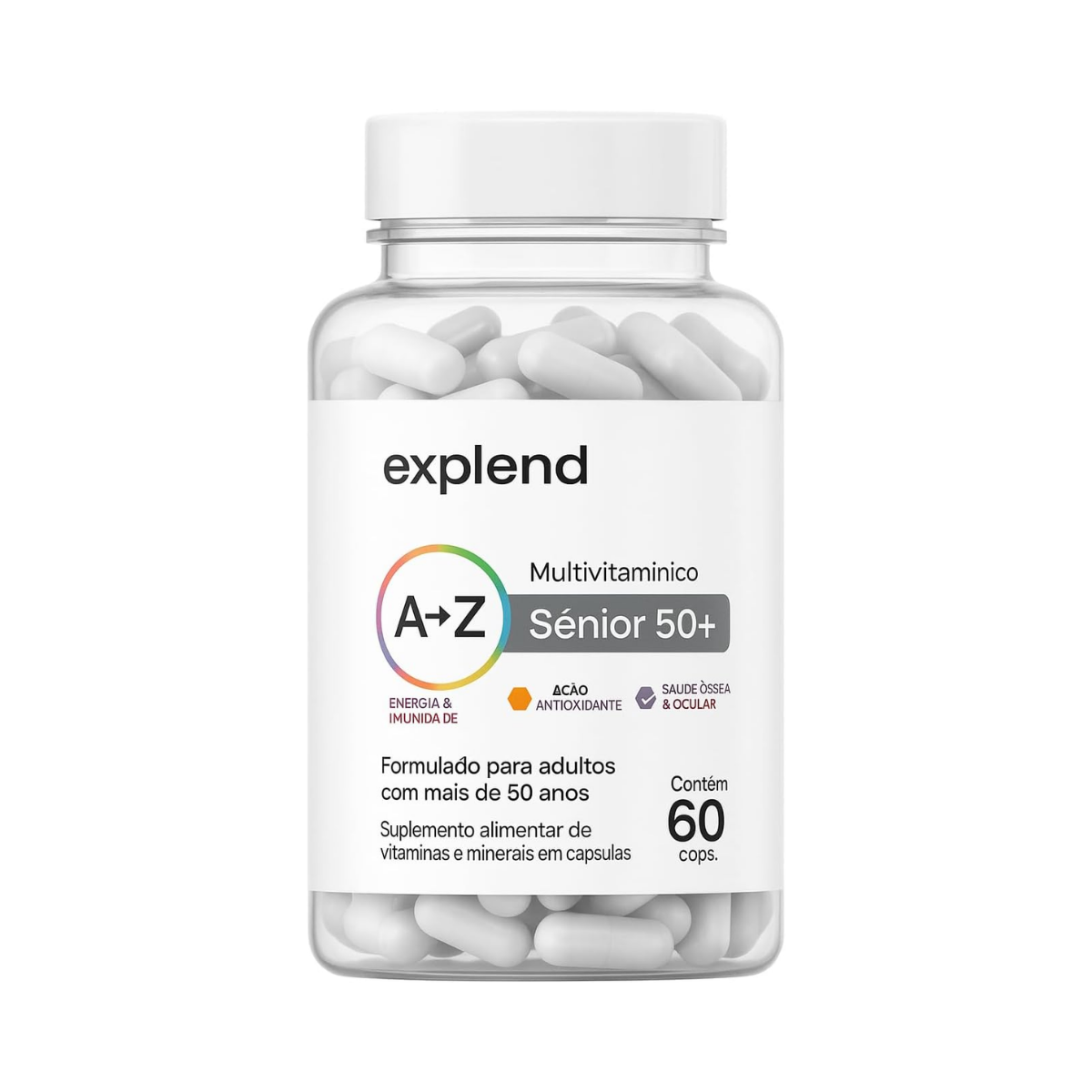 Suplemento Multivitamí­nico A-Z Sênior 50+ Explend 60 Cápsulas