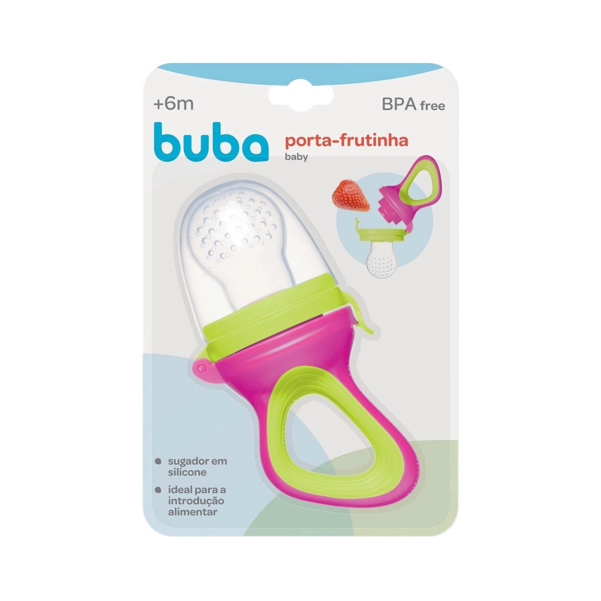 Alimentador Porta Frutinha Baby Verde E Rosa Buba