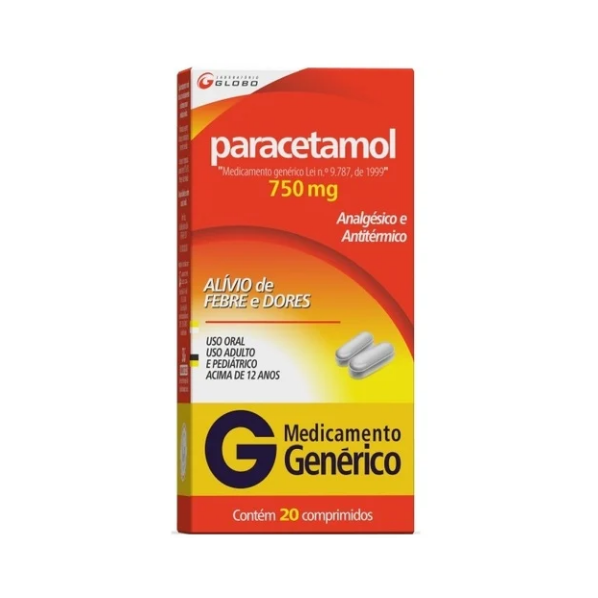 Paracetamol 750mg, 20 Comprimidos