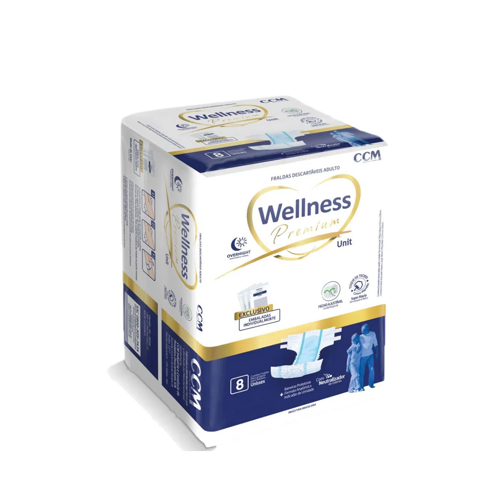 Fralda Geriatrica Wellness Premium Unissex M 8 Unidades