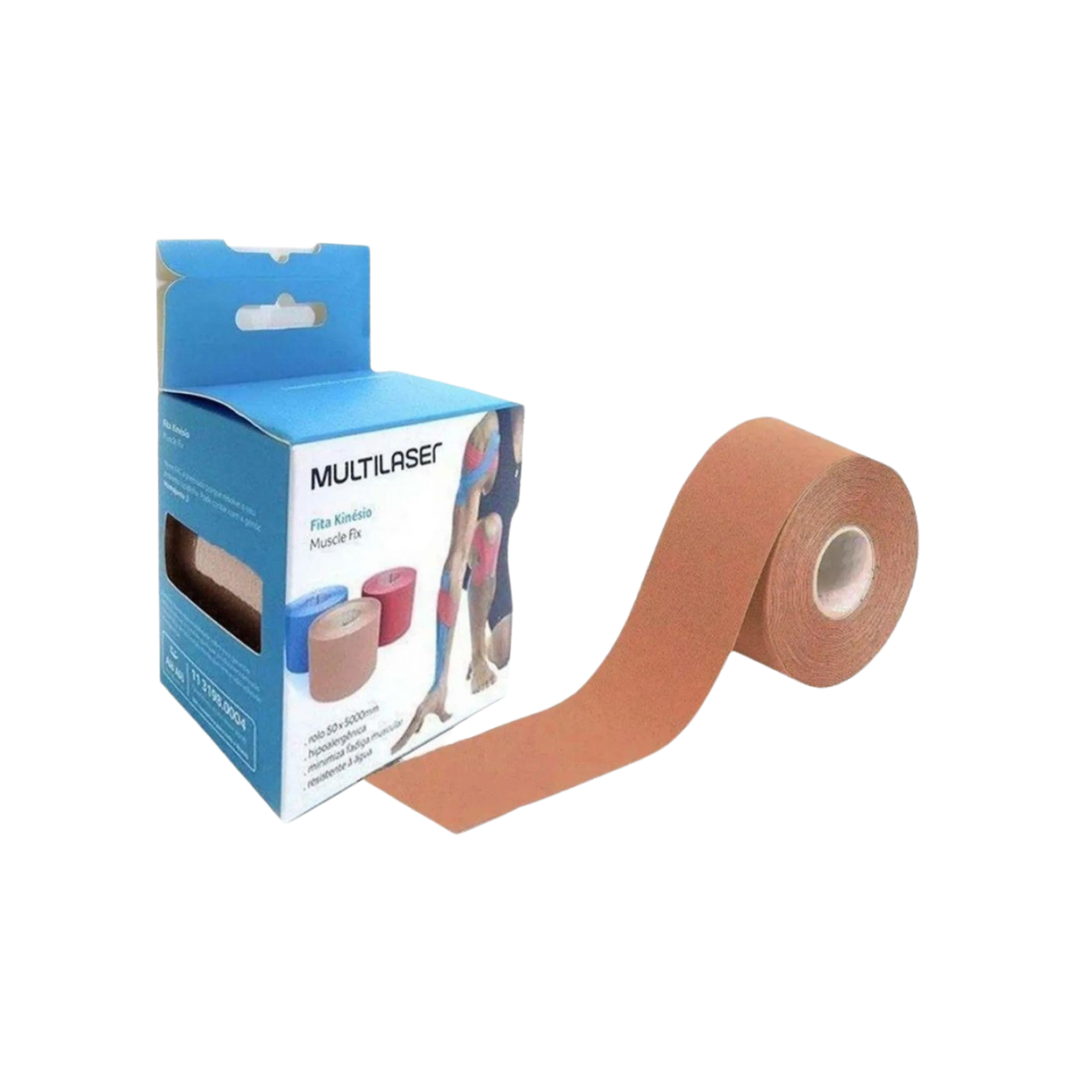 Fita Kinesio Muscle Fix Rolo Cor Bege 5X500Cm Multilaser