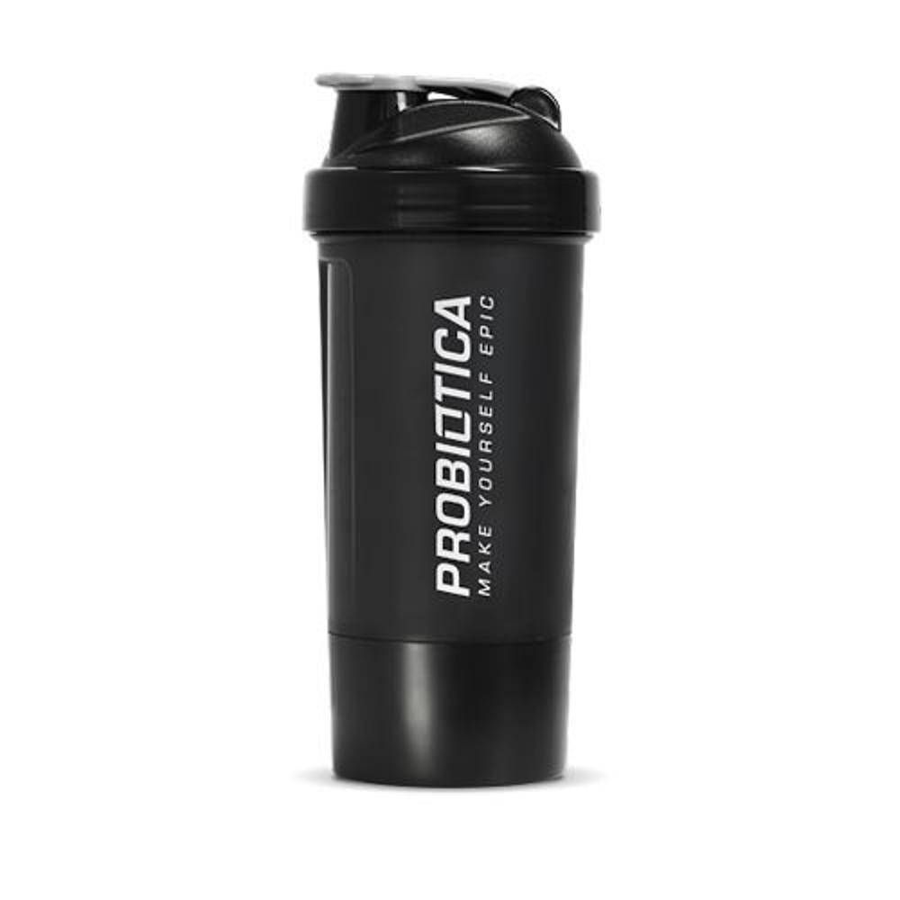 Coqueteleira Probiotica preto, 2 compartimentos, 600mL