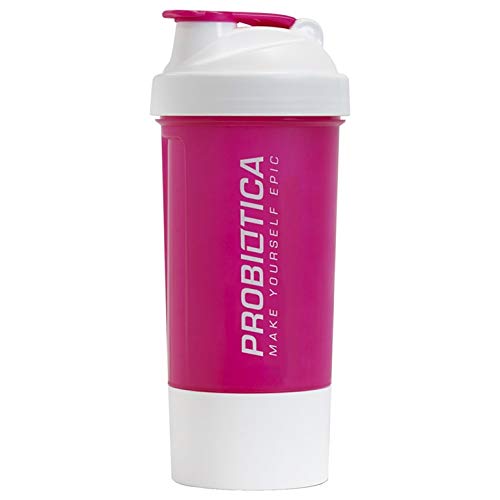 Coqueteleira Probiotica branco e rosa, 2 compartimentos, 600mL