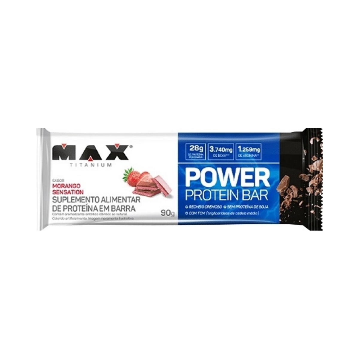Power Protein Bar Morango Sensation Max Titanium 90g