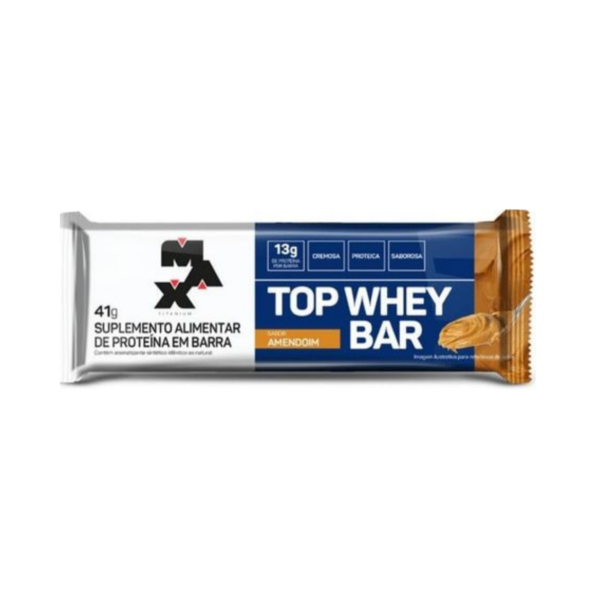 Barra de Proteina Top Whey Bar Amendoim Max Titanium 41g