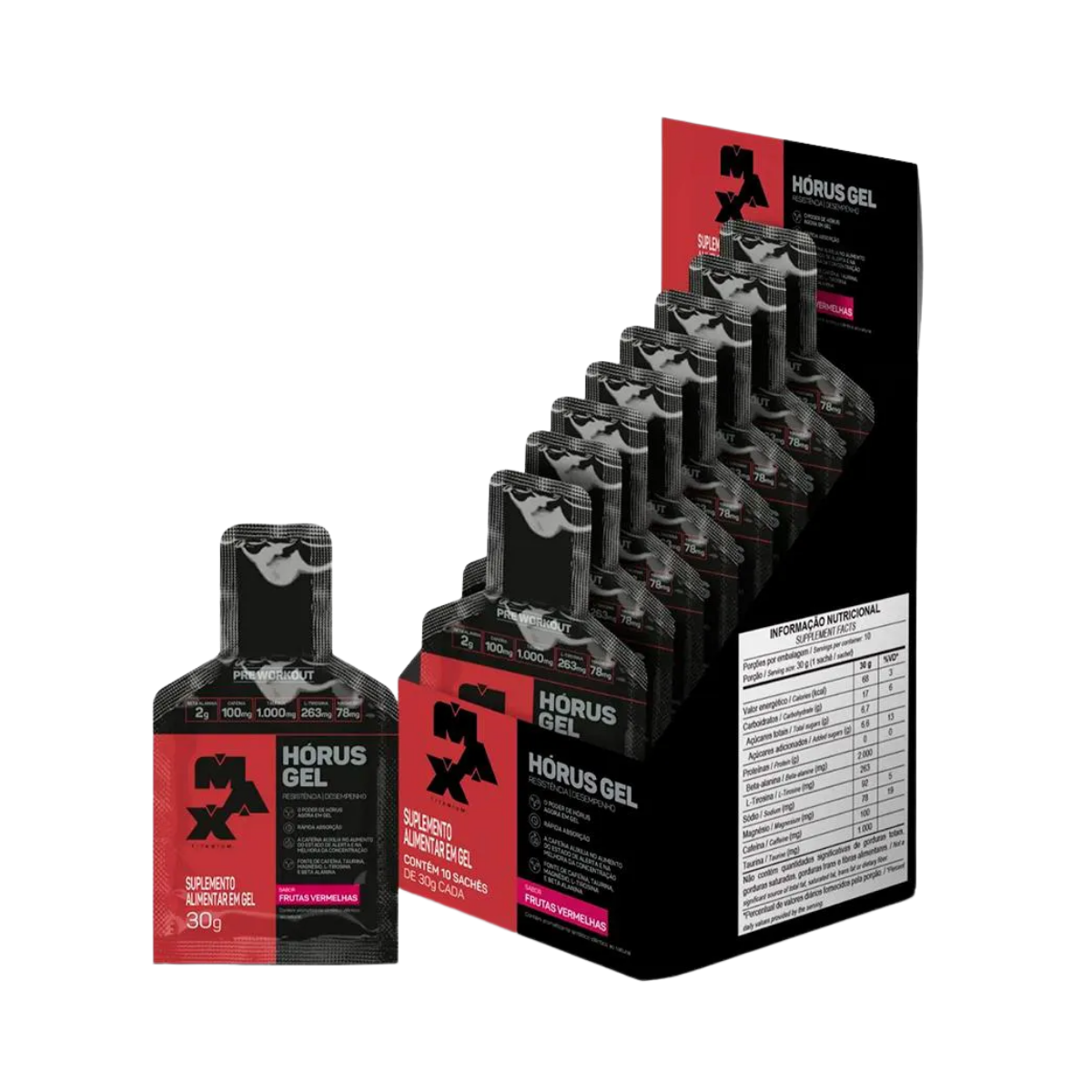 Hórus Gel Frutas Vermelhas Max Titanium 30g 10 Unidades