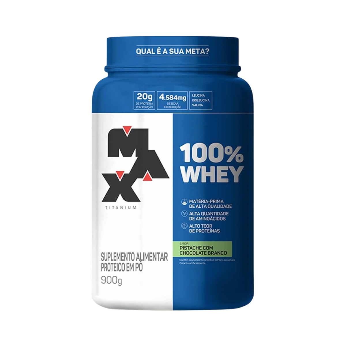 100% Whey Pistache Com Chocolate Branco Max Titanium 900g