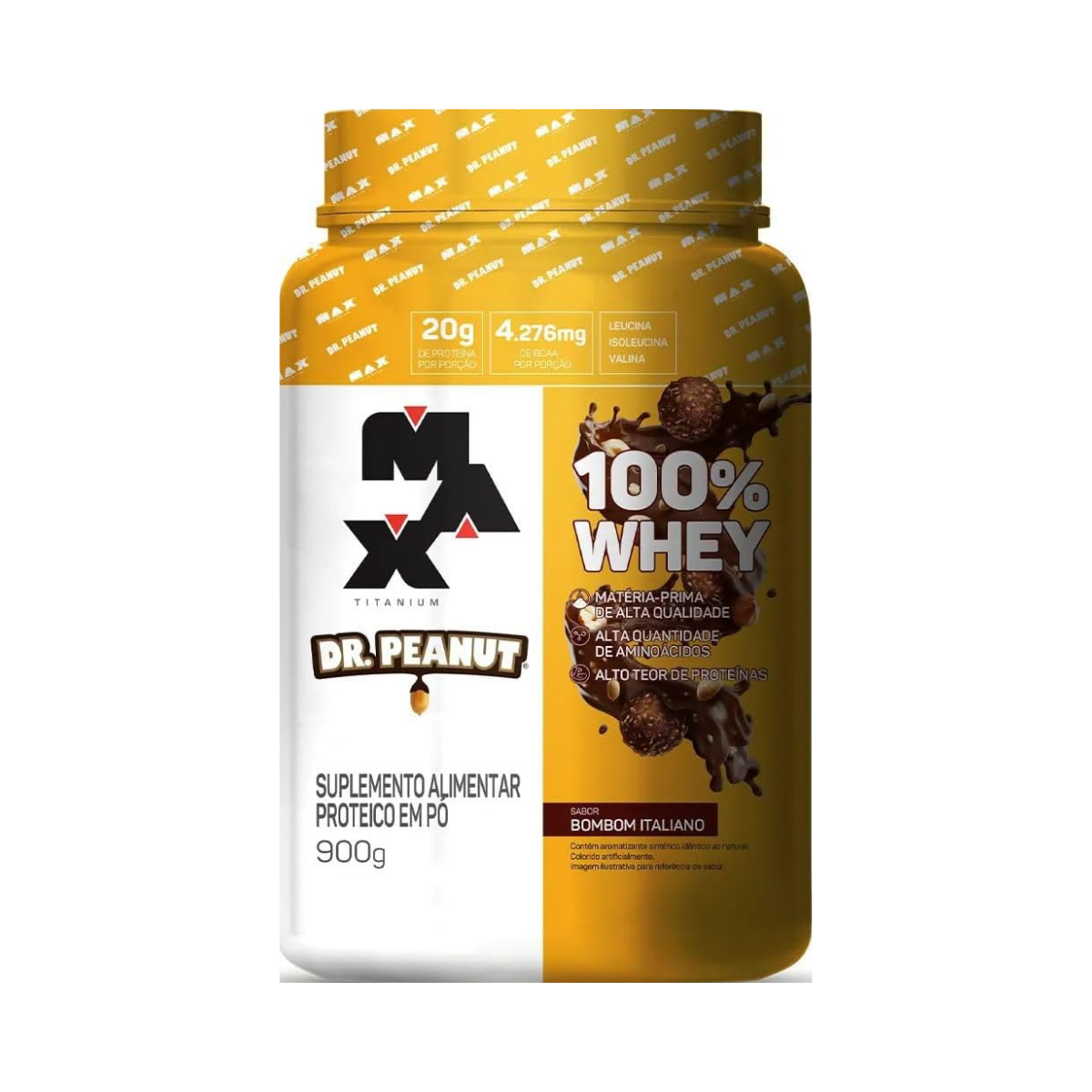 100% Whey Dr. Peanut Bombom Italiano Max Titanium 900g