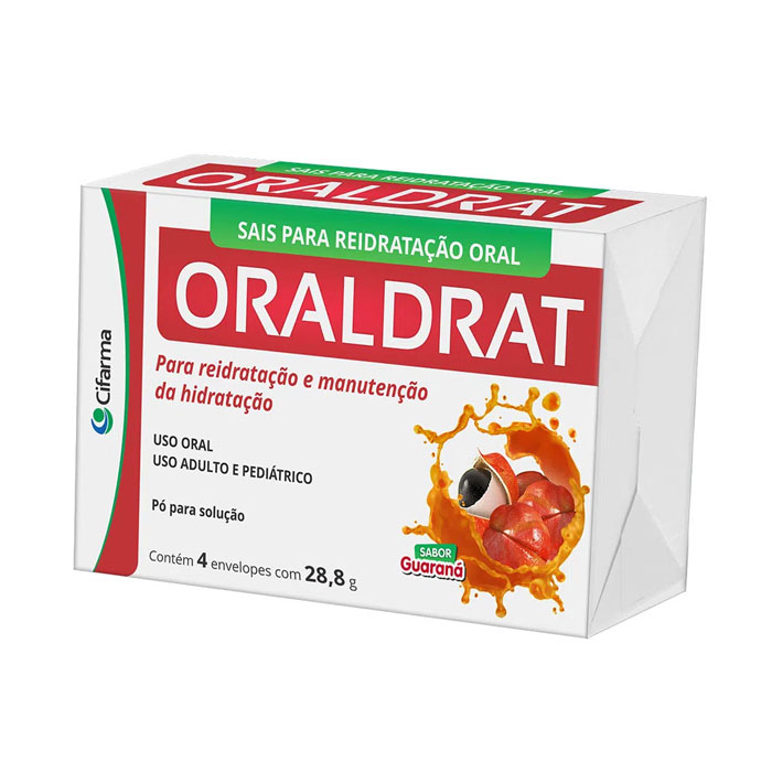 Oraldrat 3,5g + 1,5g + 2,9g + 20g Sabor Guaraná 4 envelopes 28,8g