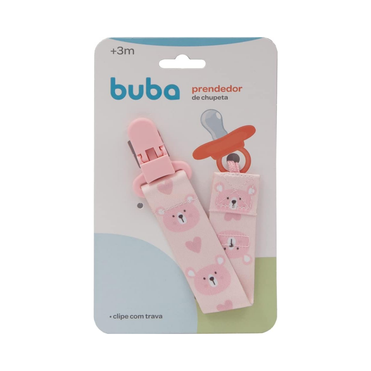 Prendedor De Chupeta Ursinho Rosa +3 Meses Buba