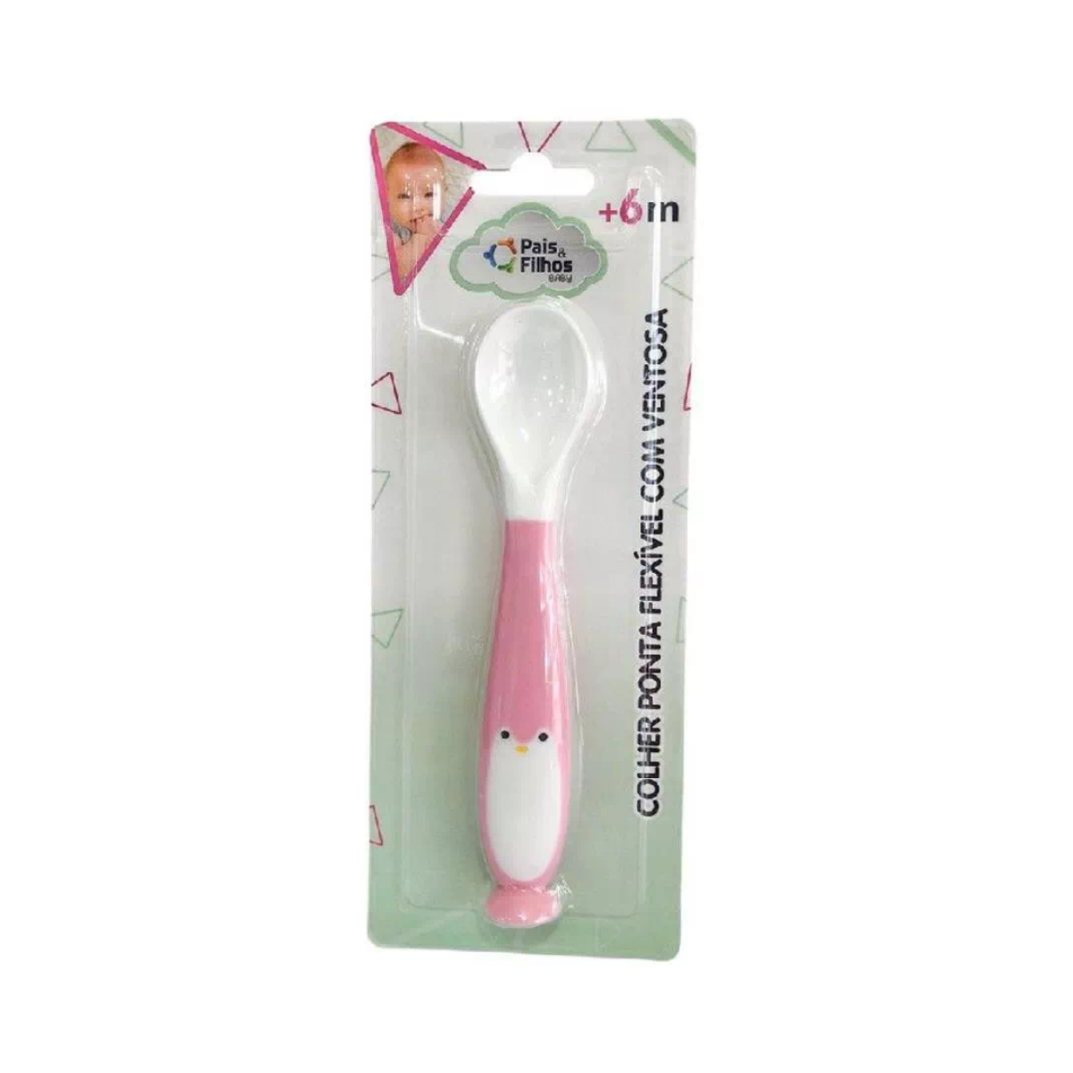 Colher Com Ponta Flexivel E Ventosa Rosa Pais & Filhos