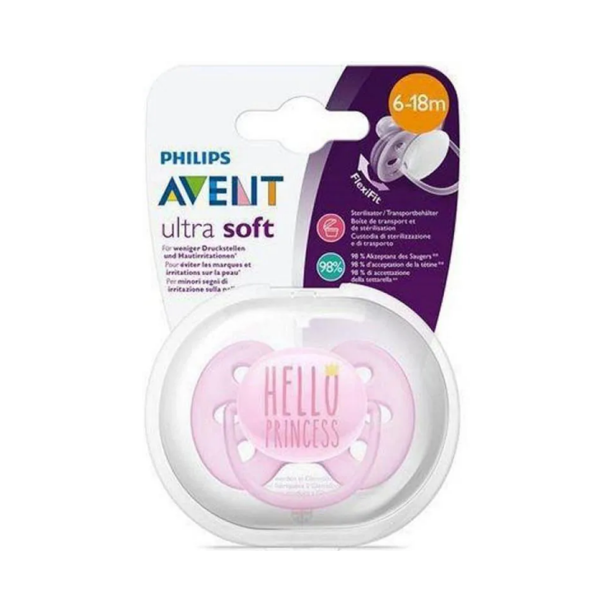 Chupeta Avent Ultra Soft Decorada Princess Philips 6-18m