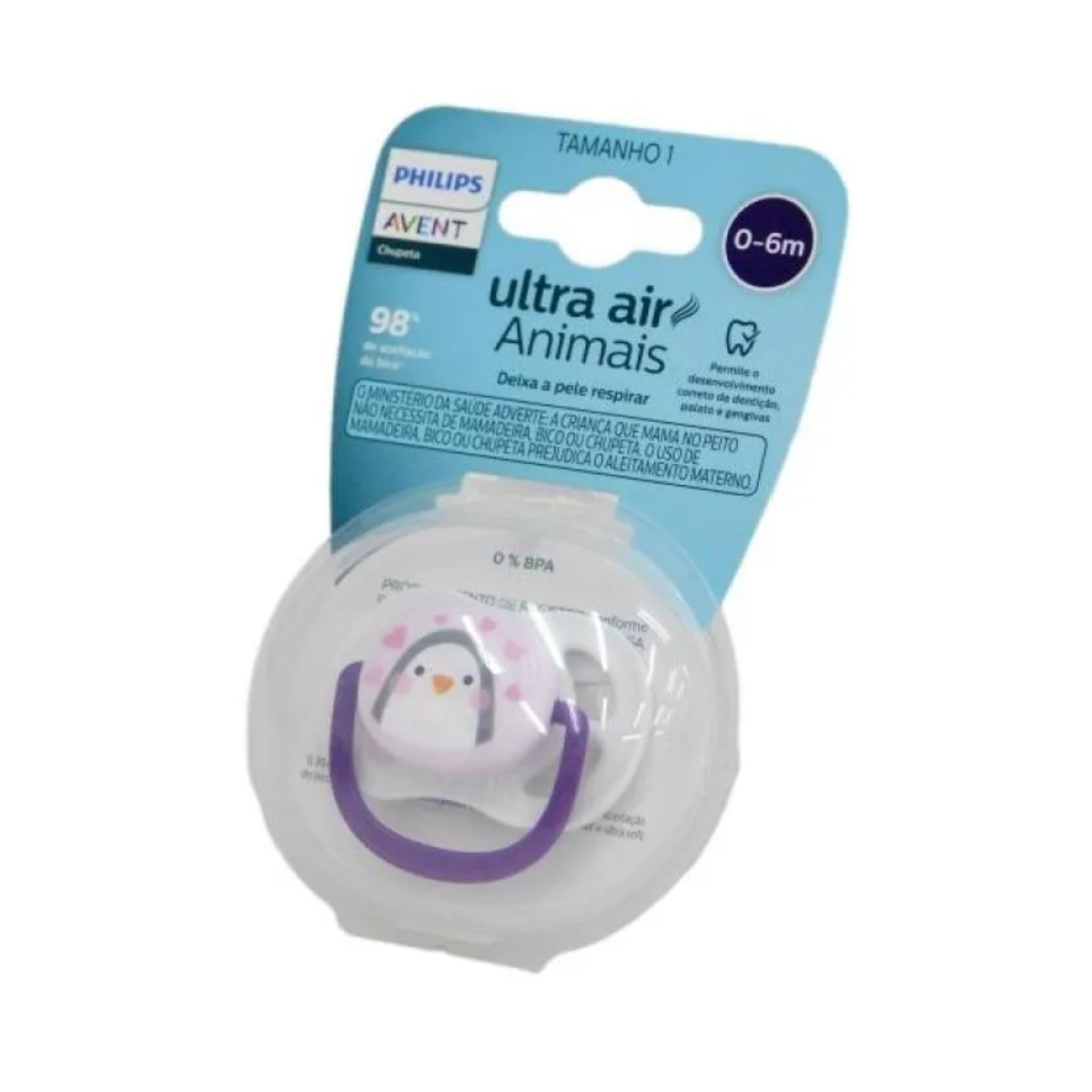 Chupeta Ultra Air 0-6M Girl Unitária Pinguim Philips