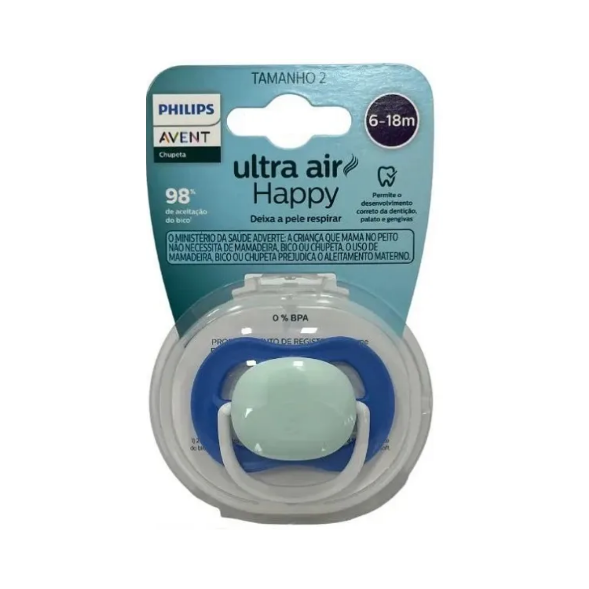 Chupeta Ultra Air 6-18M Azul Lisa Philips Avent