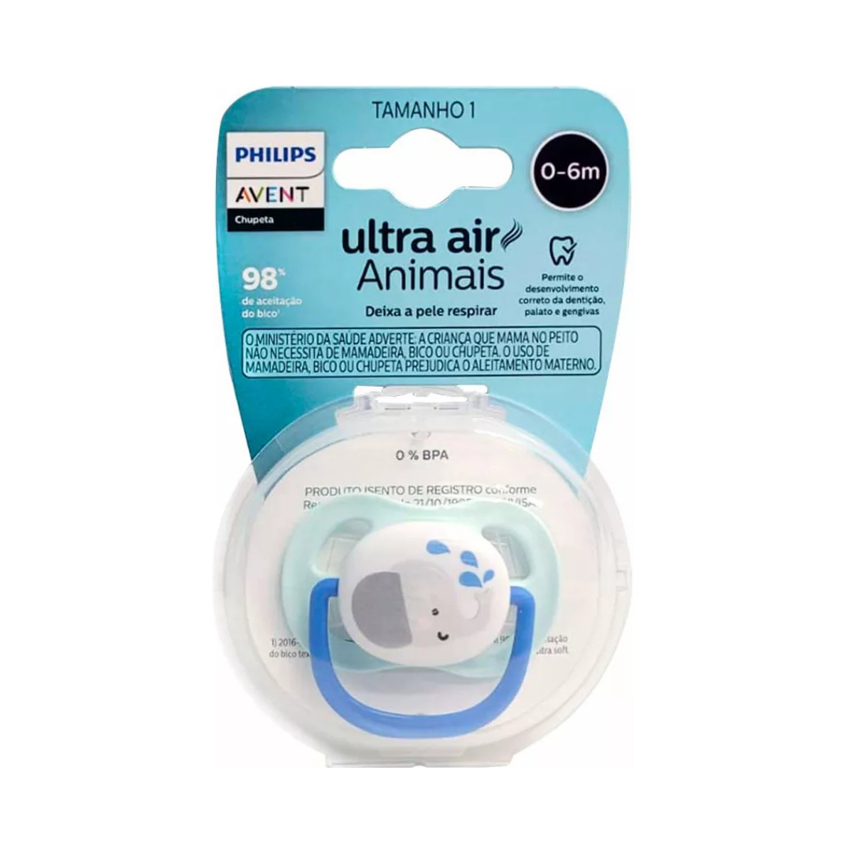 Chupeta Ultra Air Happy 0-6 Meses Elefante Philips Avent