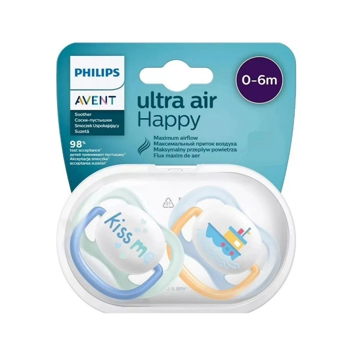 Chupeta Ultra Air Happy 0-6 Meses Philips Avent 2 Unidades