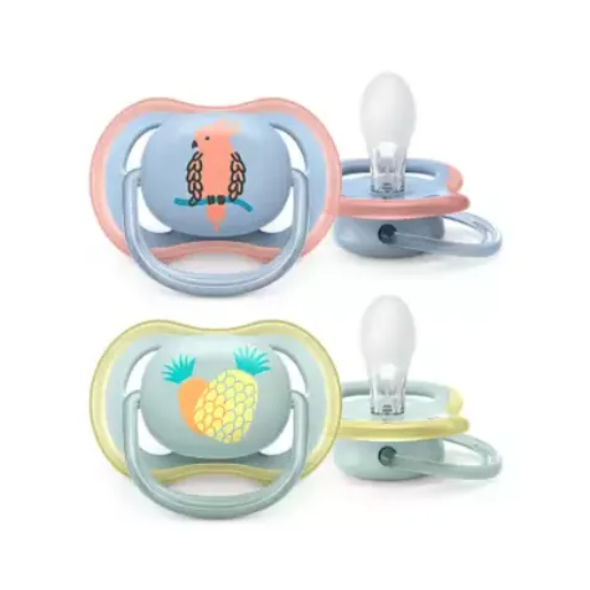 Chupeta Ultra Air Abacaxi/Arara Philips Avent 0-6 Meses 2 Unidades