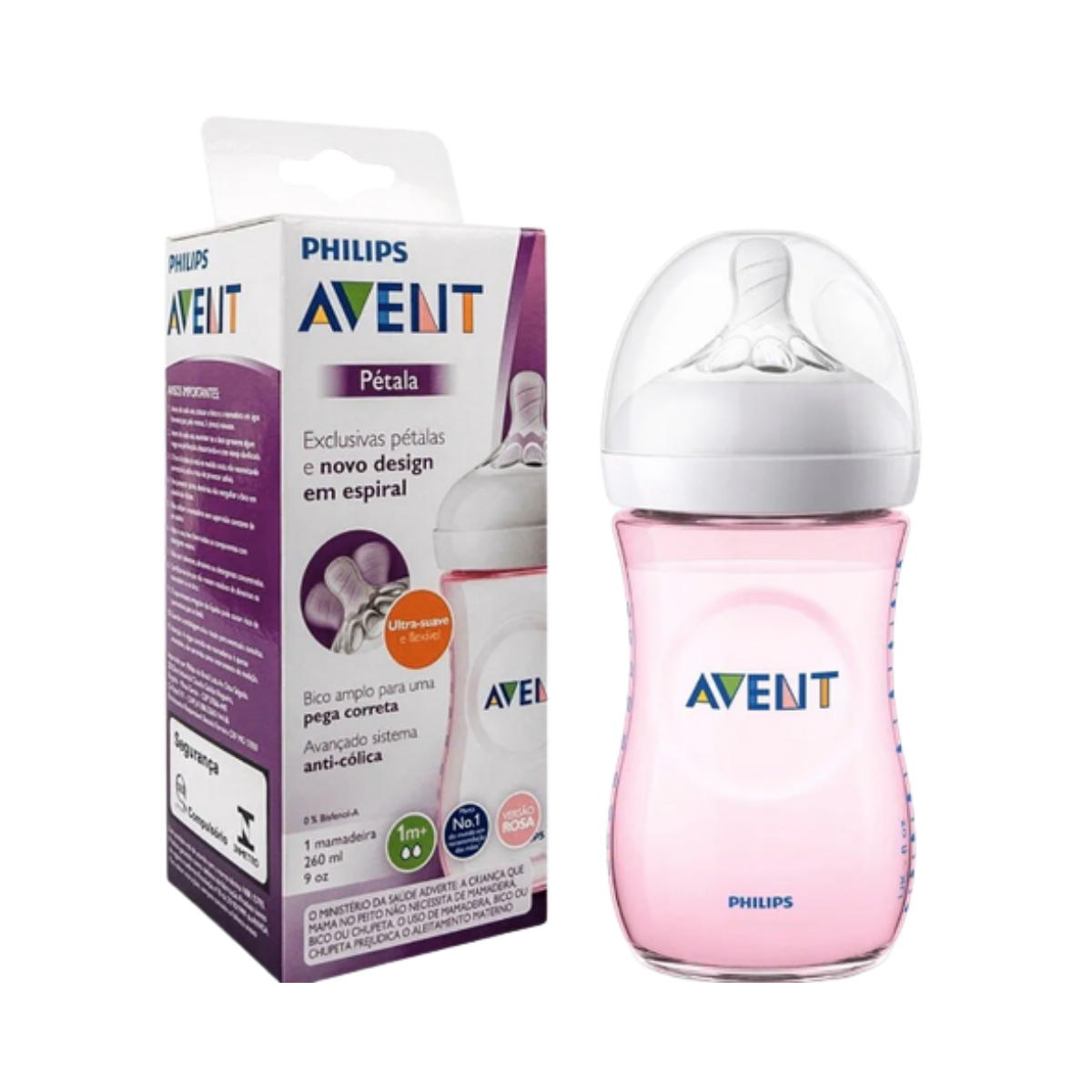 Mamadeira Pétala 3.0 Rosa Philips Avent 260ml