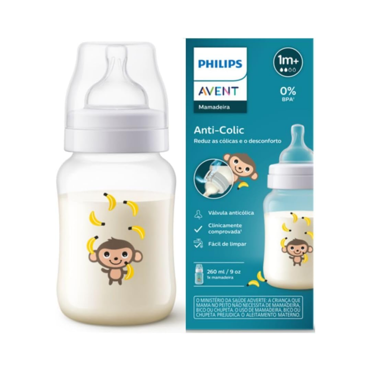 Mamadeira Anti-Colic Classica Avent Macaco Philips 260 ml
