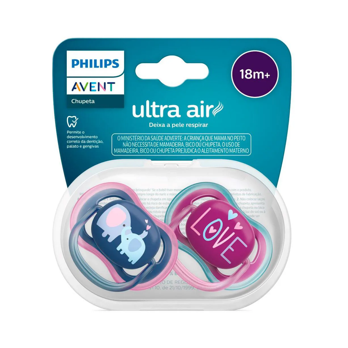 Chupeta Ultra Air 18 meses+ Rosa E Azul Philips Avent